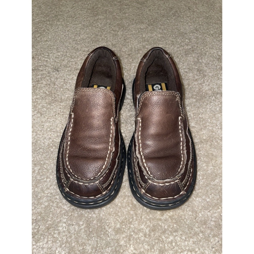 GBX Boys Brown Leather Slip On Loafers Moc Toe Lug Sole Shoes Size 12.5M 530020